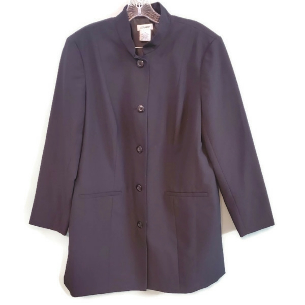 Liz Baker Band Neck Long Jacket Size 16‎